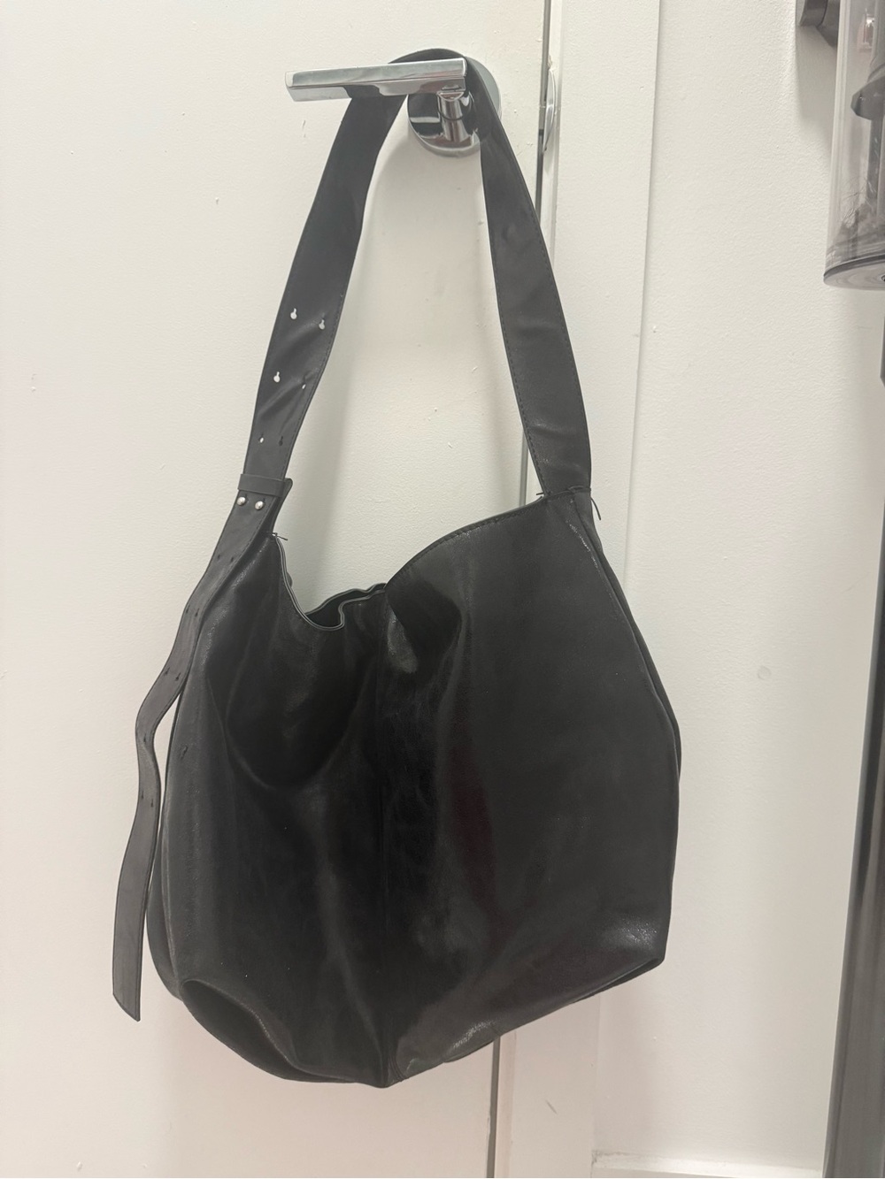 Zara Black Leather Slouch Tote